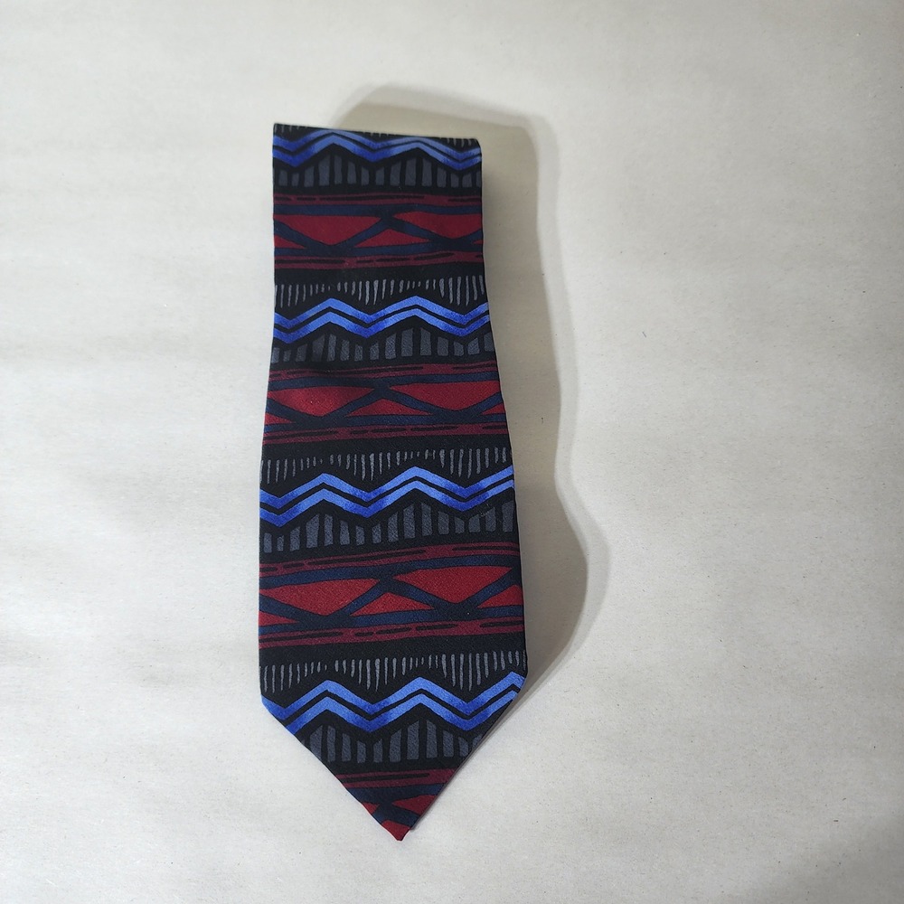 Grateful Dead At The Edge Fourth Set Silk‎ Tie Blue Red Geometric Tribal 3.75"